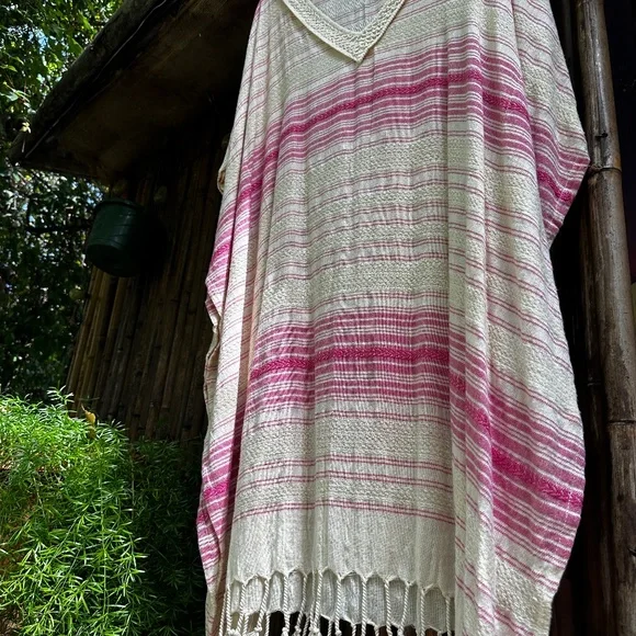 Pink Stripped Poncho - Picture 1 of 3